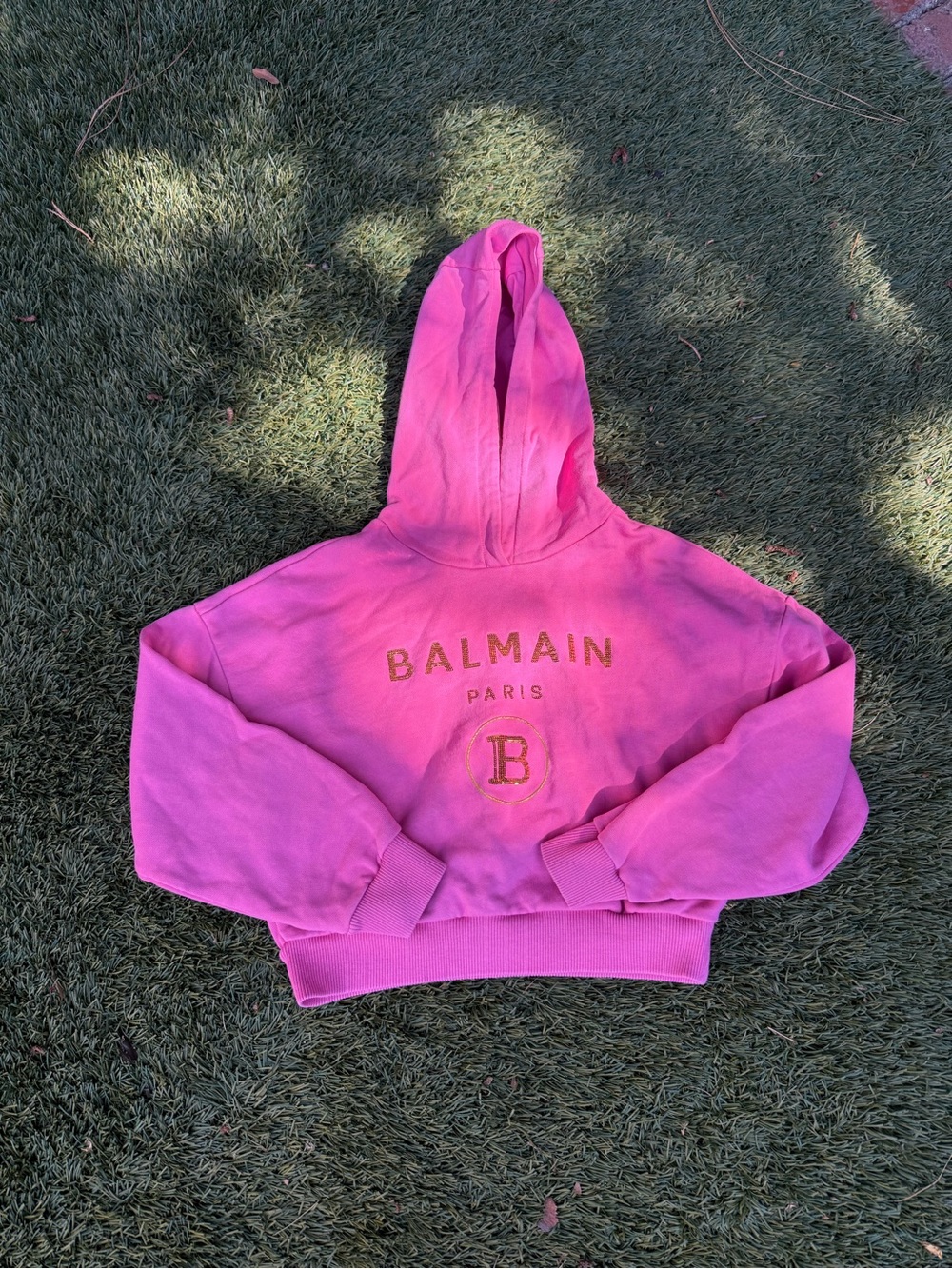 Balmain Kids Pink Sweatshirt with Gold Logo